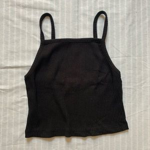 Black straight neck tank top
